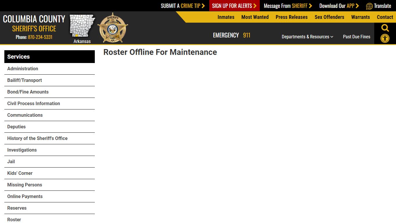 Inmate Roster - Columbia County Sheriff AR